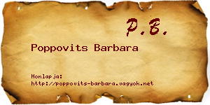 Poppovits Barbara névjegykártya